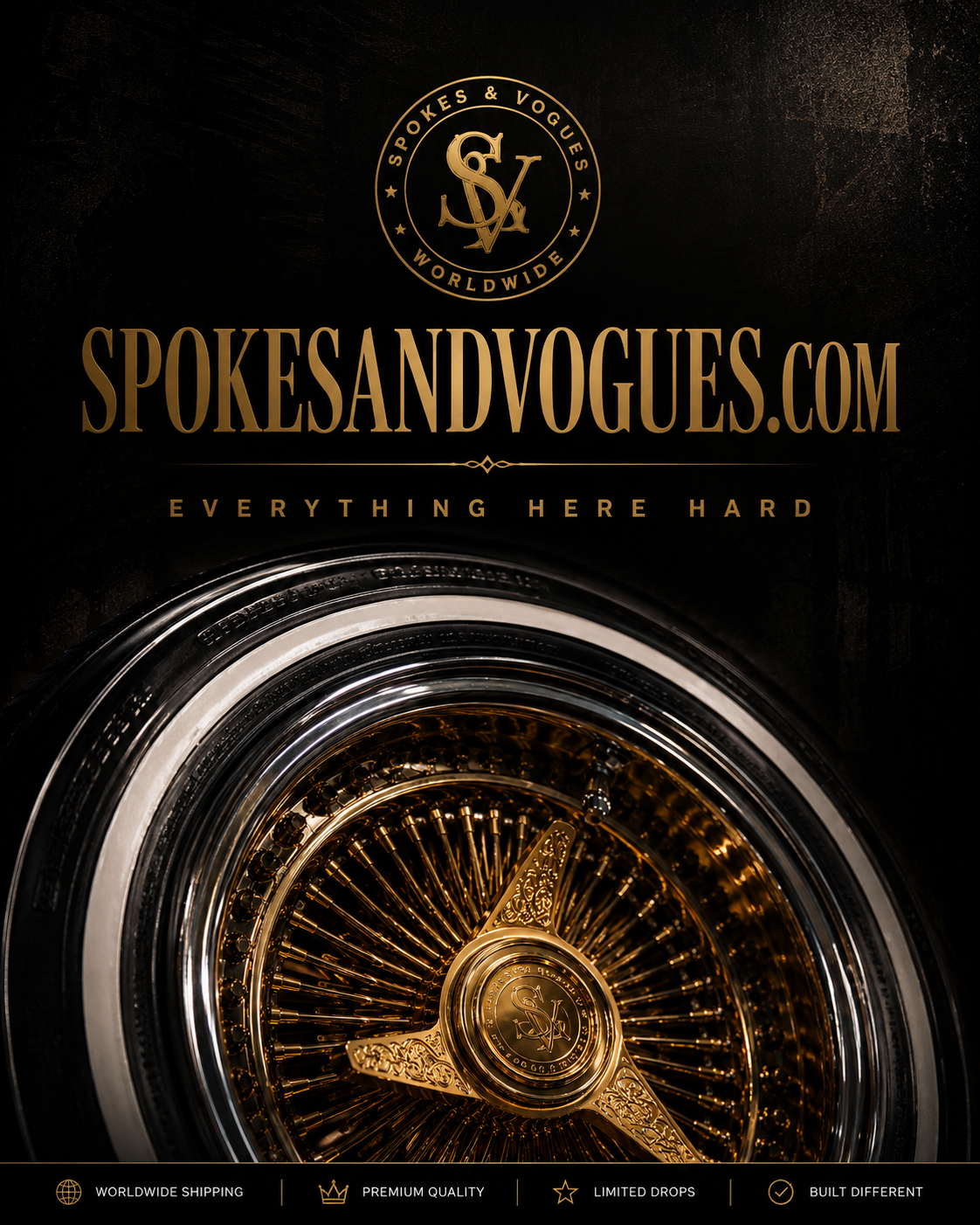 Spokes & Vogues Gold Wire Wheel Tee