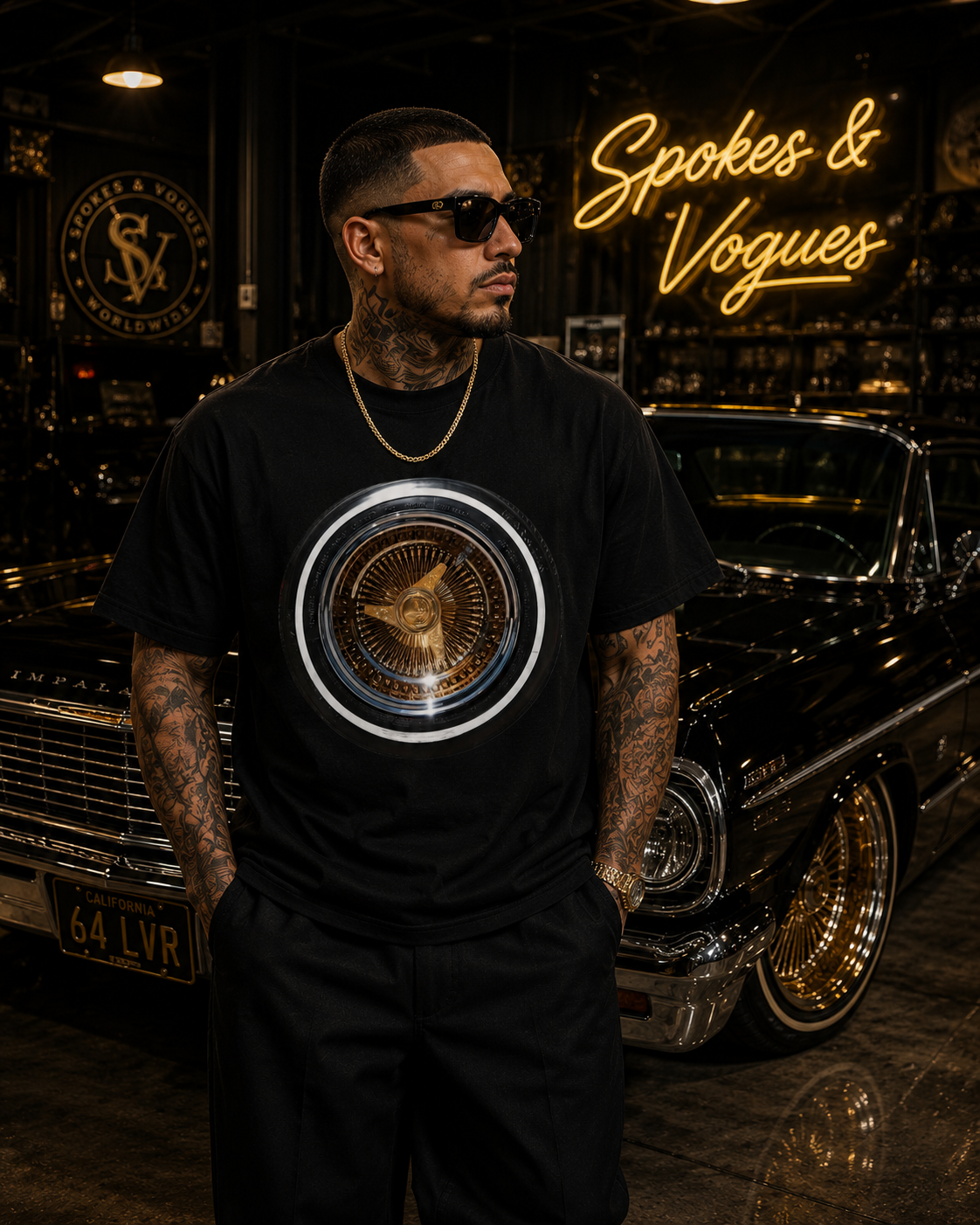 Spokes & Vogues Gold Wire Wheel Tee