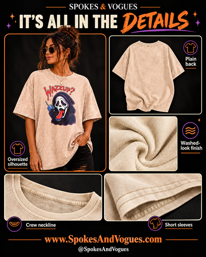 WAZZUP tee washed finish, neckline, sleeves and plain back
